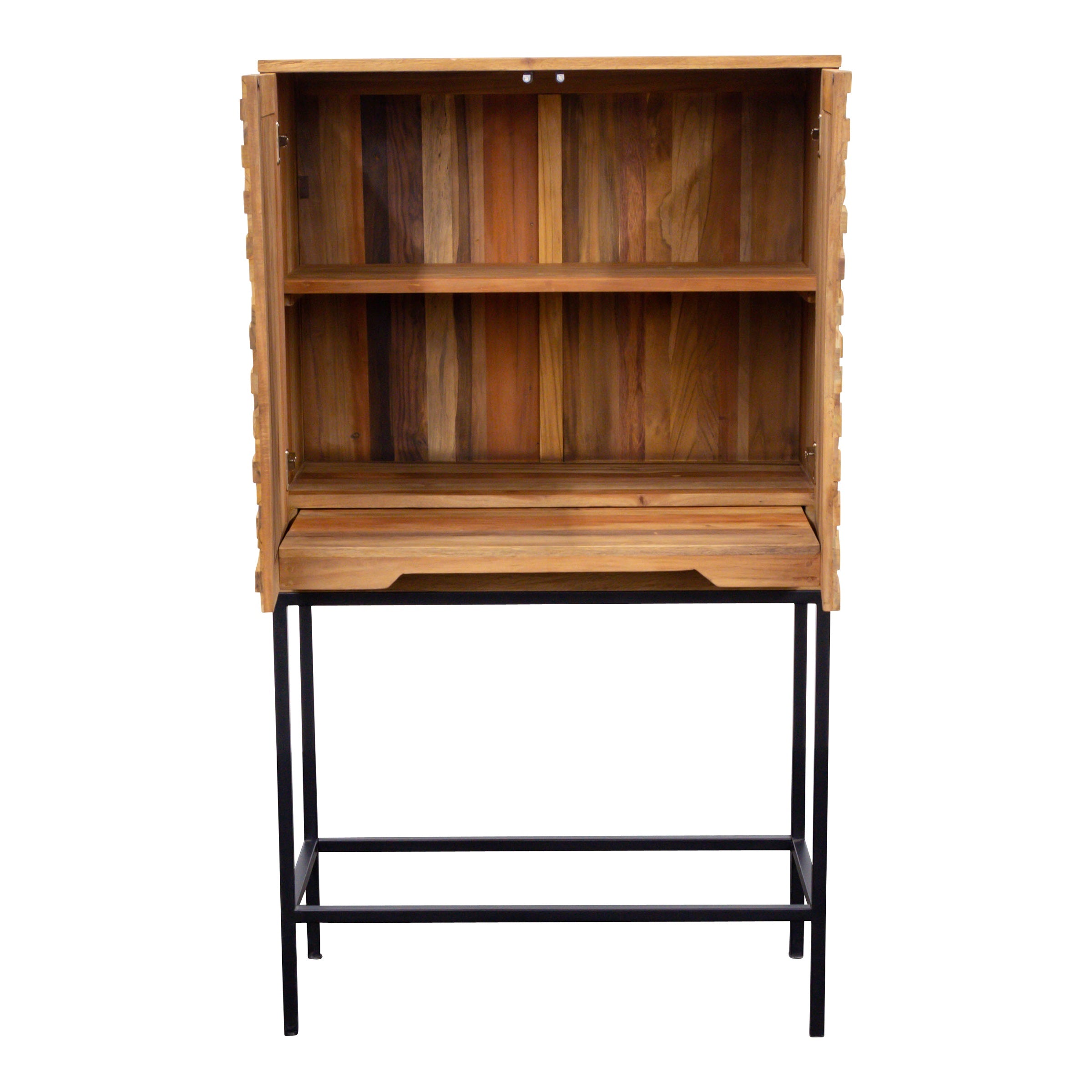 Barschrank mit Eisengestell, Paneelenoptik