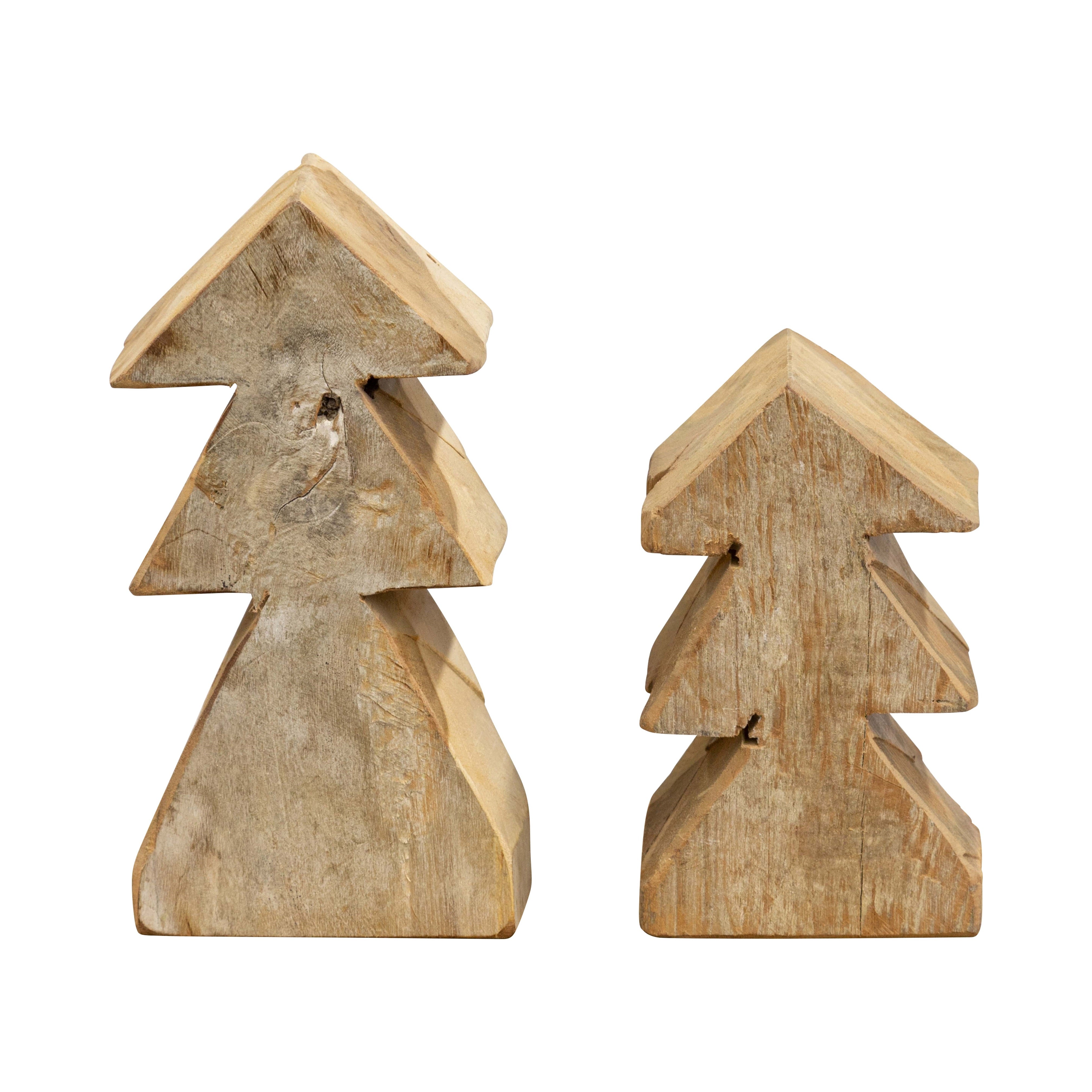 Tannenbaum 2er Set aus Wurzelholz, natur