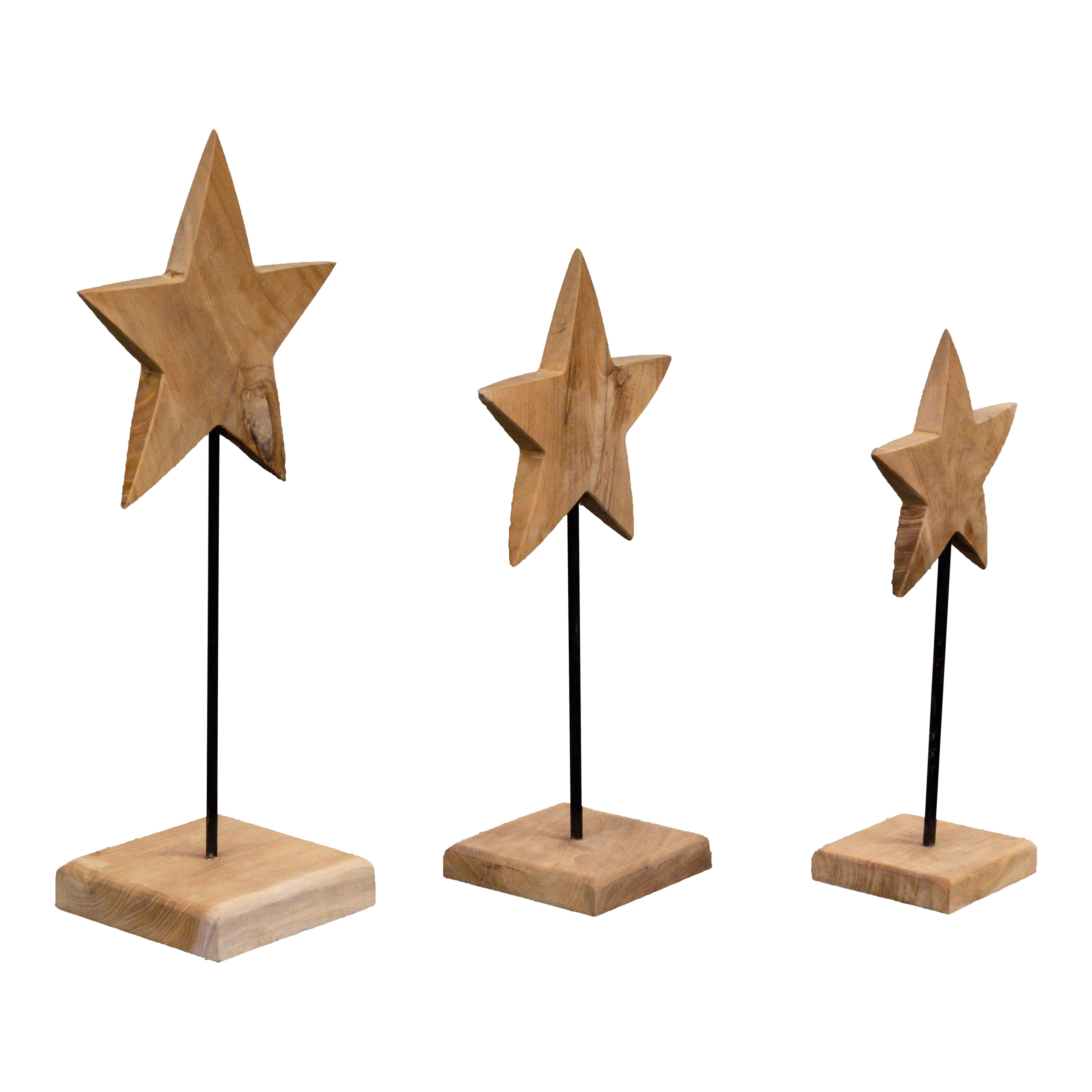 Teak Stern auf Ständer, 3er Set